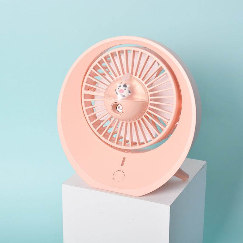 Cartoon Water Mist Fan Spray Mini Fan Spray Humidification Adjustable Angle USB Charging Desktop Fan - Mubimart