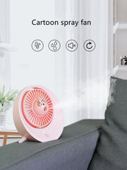 Cartoon Water Mist Fan Spray Mini Fan Spray Humidification Adjustable Angle USB Charging Desktop Fan - Mubimart - Personal fans 