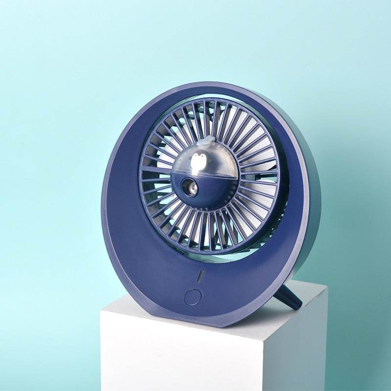 Cartoon Water Mist Fan Spray Mini Fan Spray Humidification Adjustable Angle USB Charging Desktop Fan - Mubimart