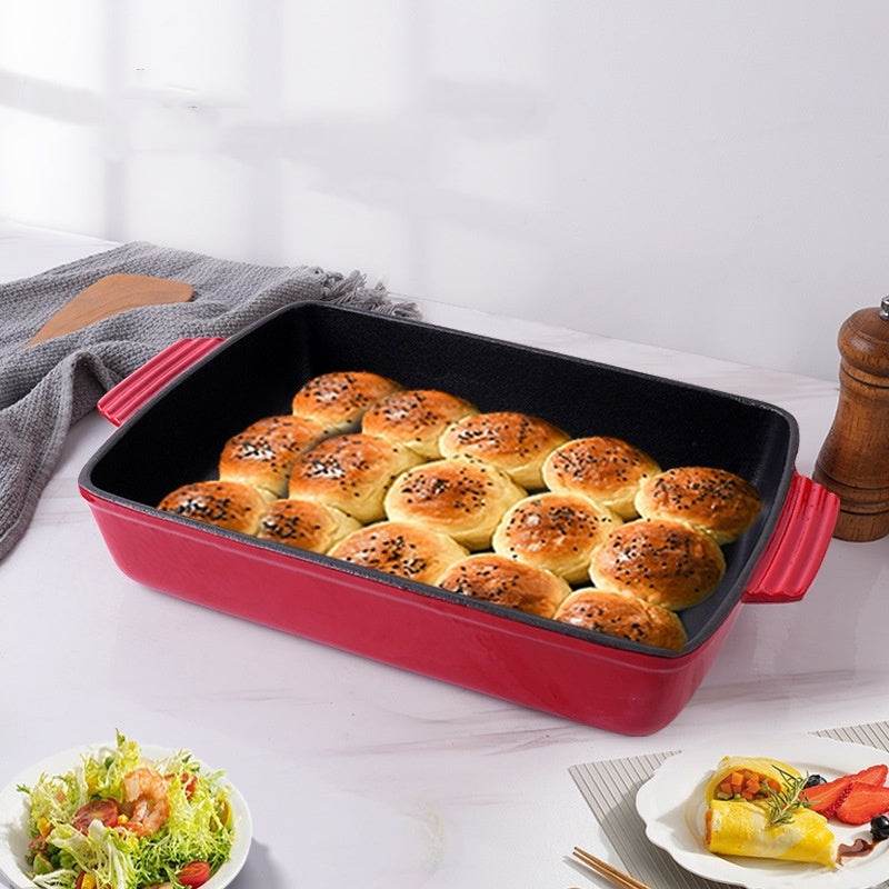 Cast Iron Uncoated Binaural Rectangle Fry Pan - Mubimart