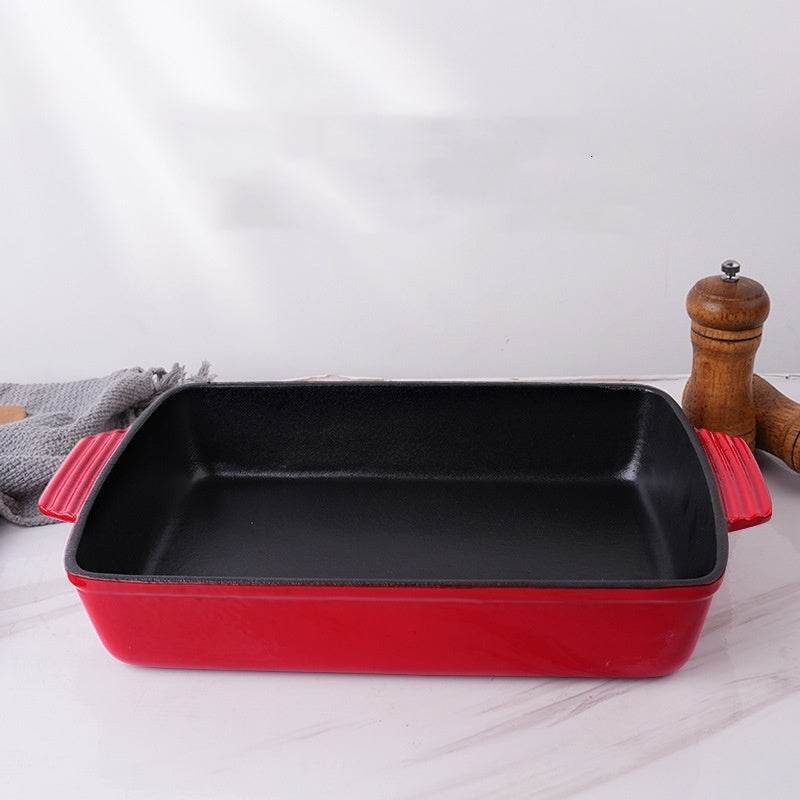 Cast Iron Uncoated Binaural Rectangle Fry Pan - Mubimart