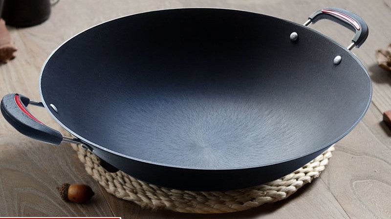 Cast Iron With Double Ears, Round Bottom Flat-bottomed Iron Pan - Mubimart