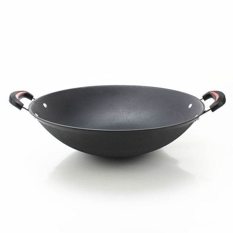 Cast Iron With Double Ears, Round Bottom Flat-bottomed Iron Pan - Mubimart