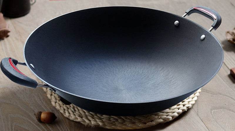 Cast Iron With Double Ears, Round Bottom Flat-bottomed Iron Pan - Mubimart