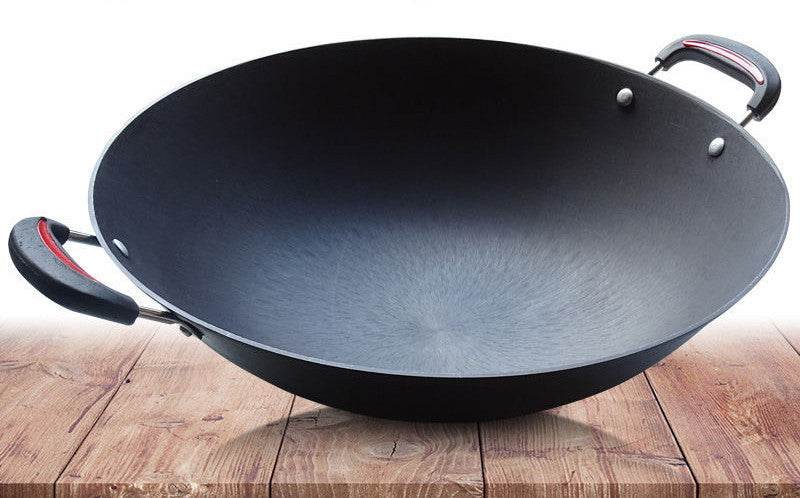 Cast Iron With Double Ears, Round Bottom Flat-bottomed Iron Pan - Mubimart