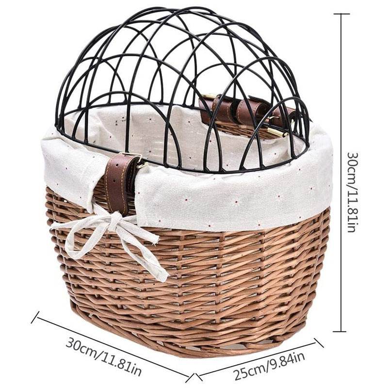 Cat And Dog Bicycle Front Handle Basket Pet Seat Handle Wicker Road Bicycle Basket Pet Cat And Dog Cage - Mubimart