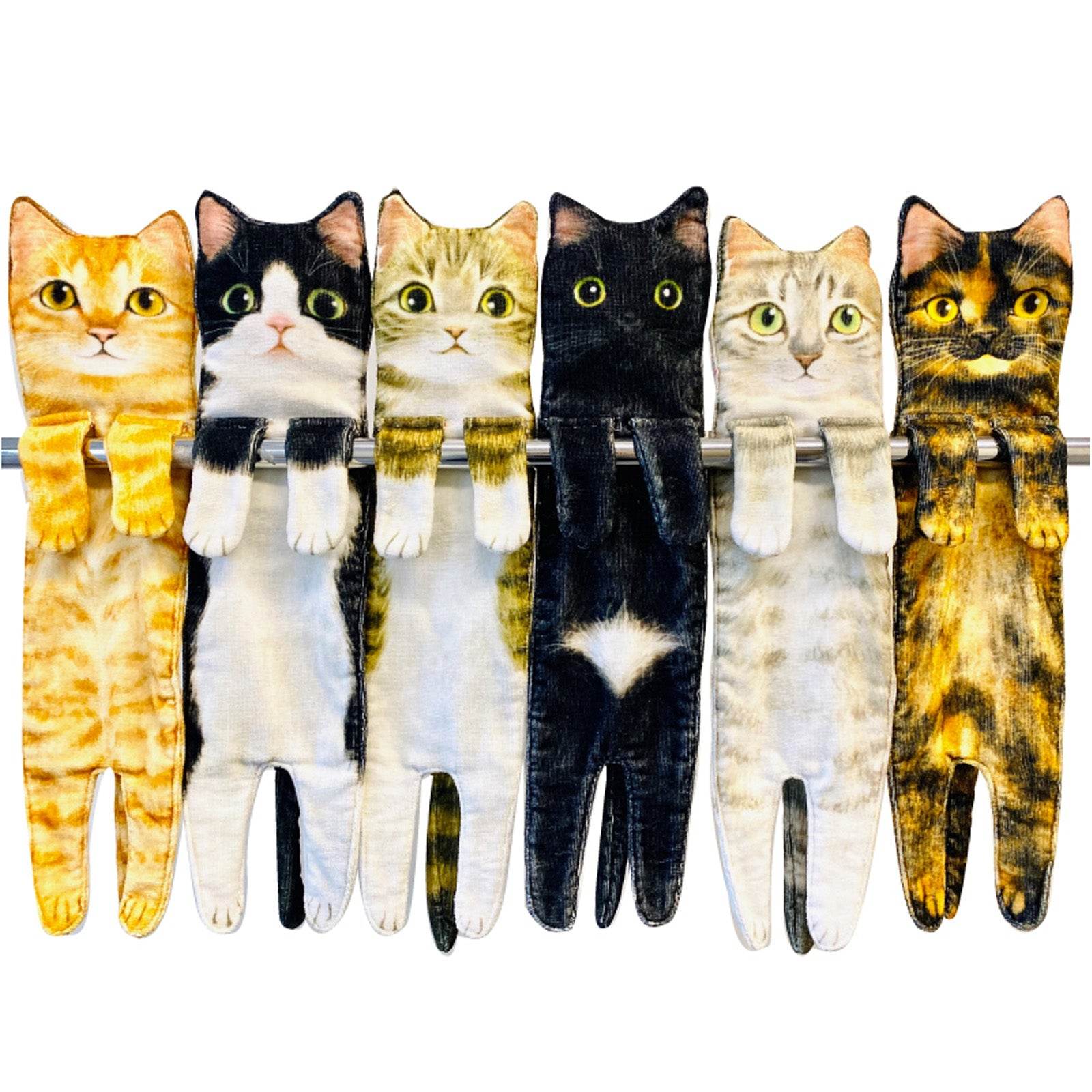 Cat Hand Towels Long Cat Shape Wipe Handkerchiefs Bath Towels For Bathroom Kitchen - Mubimart