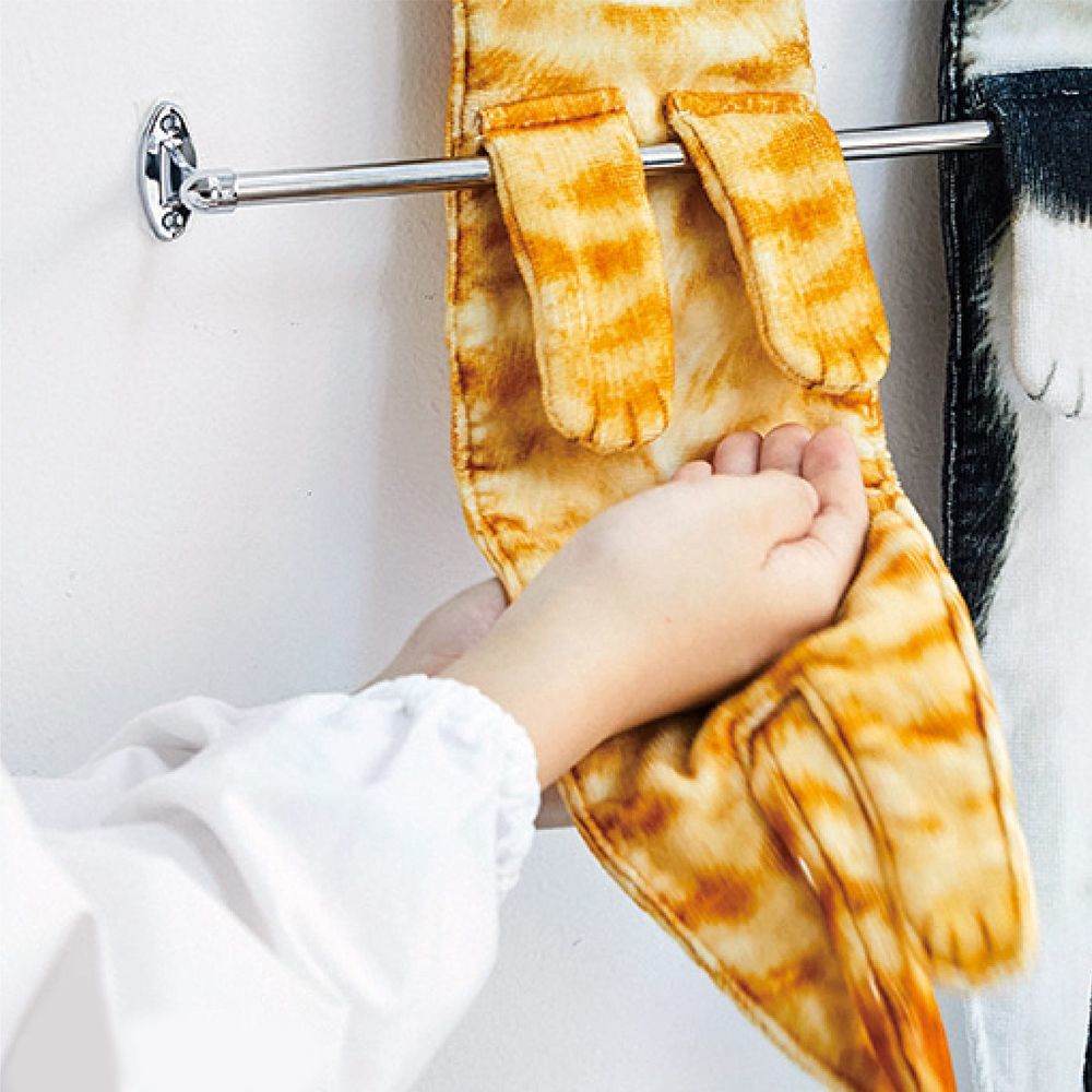 Cat Hand Towels Long Cat Shape Wipe Handkerchiefs Bath Towels For Bathroom Kitchen - Mubimart