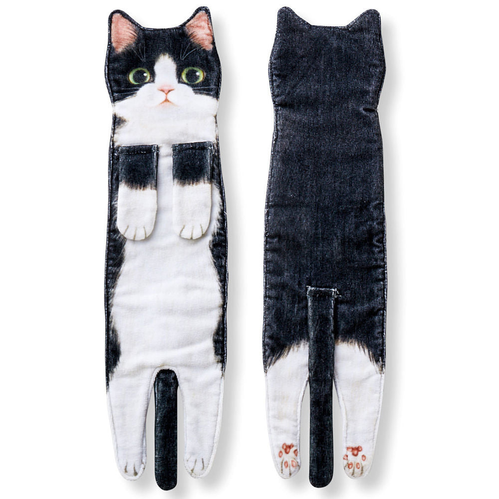 Cat Hand Towels Long Cat Shape Wipe Handkerchiefs Bath Towels For Bathroom Kitchen - Mubimart -  