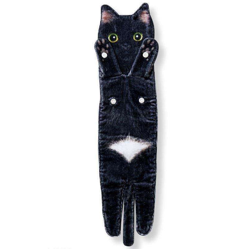 Cat Hand Towels Long Cat Shape Wipe Handkerchiefs Bath Towels For Bathroom Kitchen - Mubimart