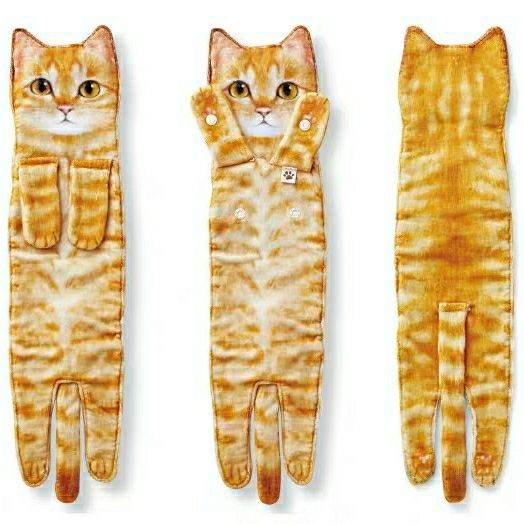 Cat Hand Towels Long Cat Shape Wipe Handkerchiefs Bath Towels For Bathroom Kitchen - Mubimart