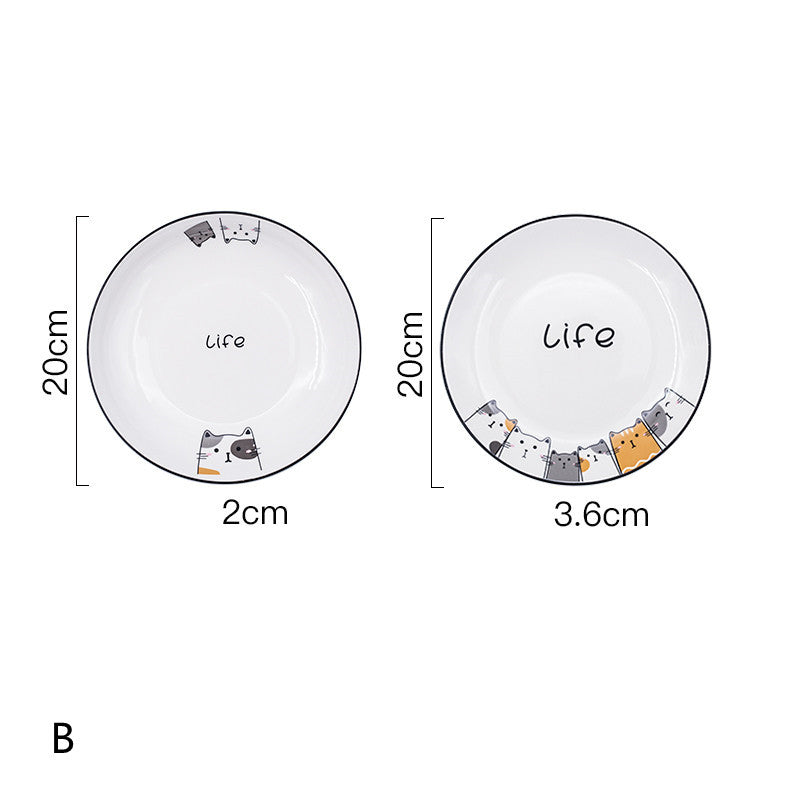 Cat Plate Vegetable Plate Deep Plate Household Ceramic - Mubimart -  