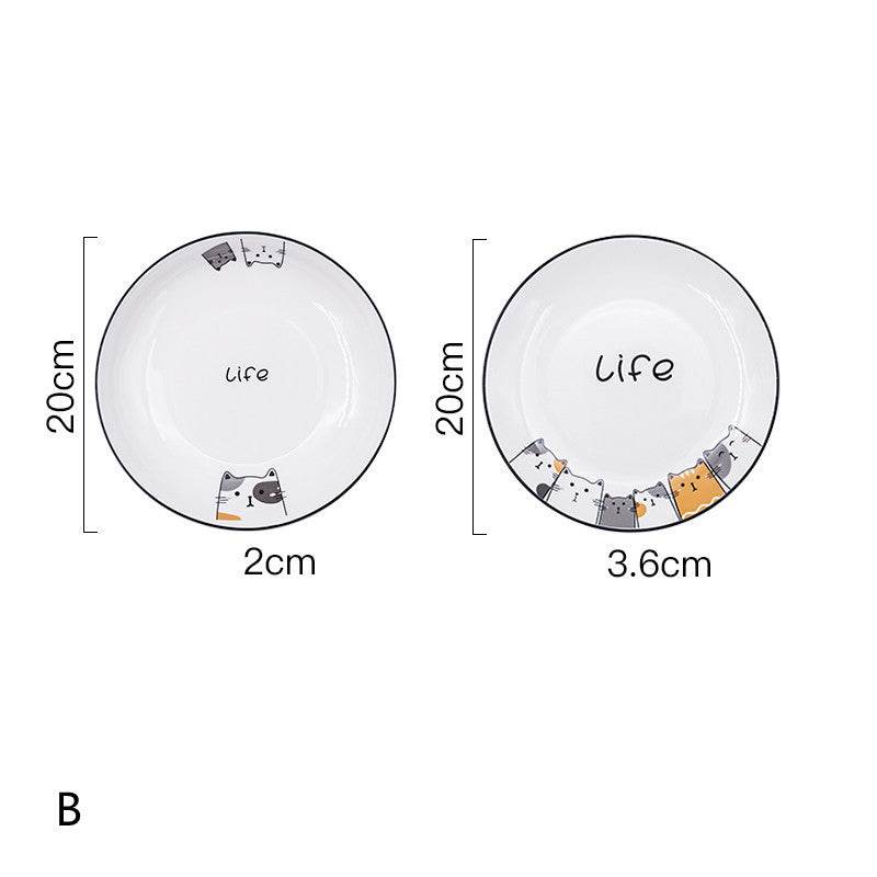 Cat Plate Vegetable Plate Deep Plate Household Ceramic - Mubimart