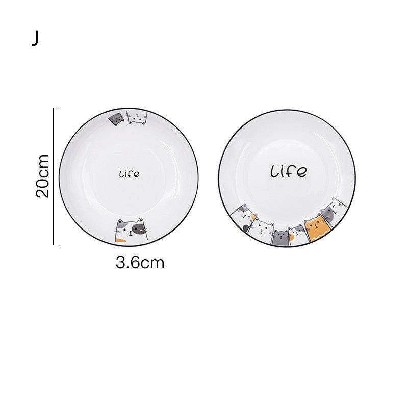 Cat Plate Vegetable Plate Deep Plate Household Ceramic - Mubimart