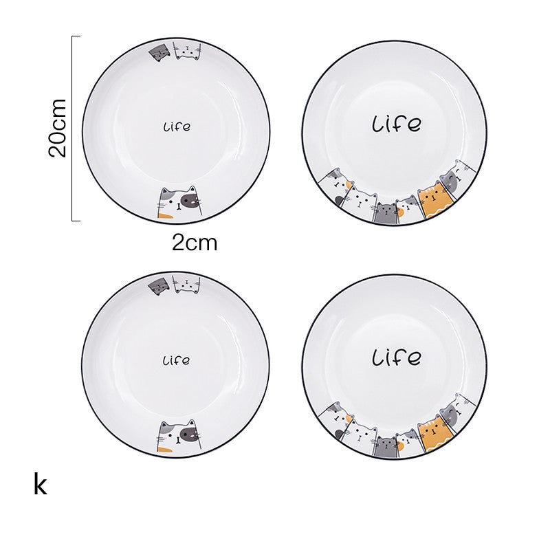 Cat Plate Vegetable Plate Deep Plate Household Ceramic - Mubimart -  