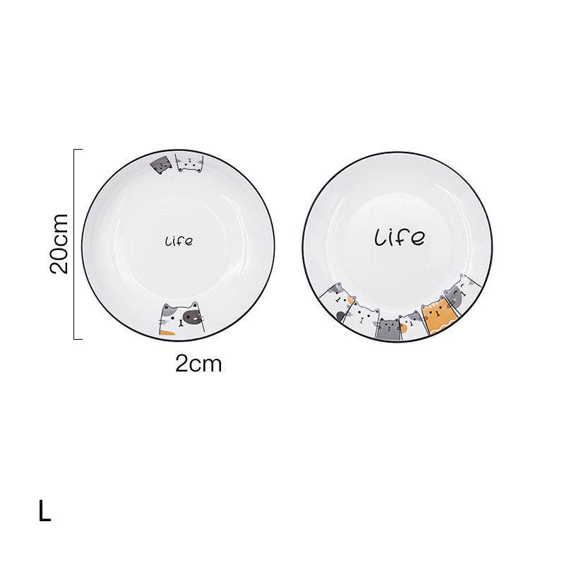 Cat Plate Vegetable Plate Deep Plate Household Ceramic - Mubimart