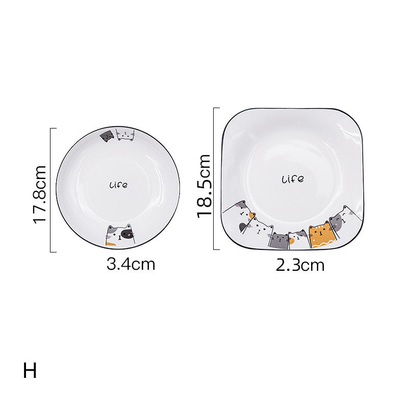 Cat Plate Vegetable Plate Deep Plate Household Ceramic - Mubimart -  