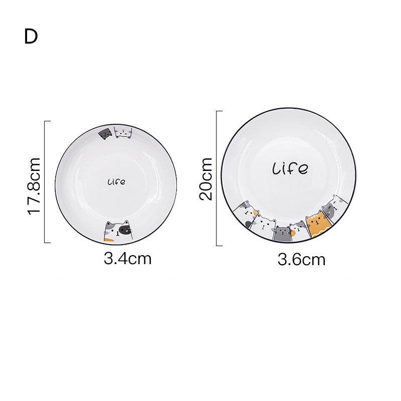 Cat Plate Vegetable Plate Deep Plate Household Ceramic - Mubimart