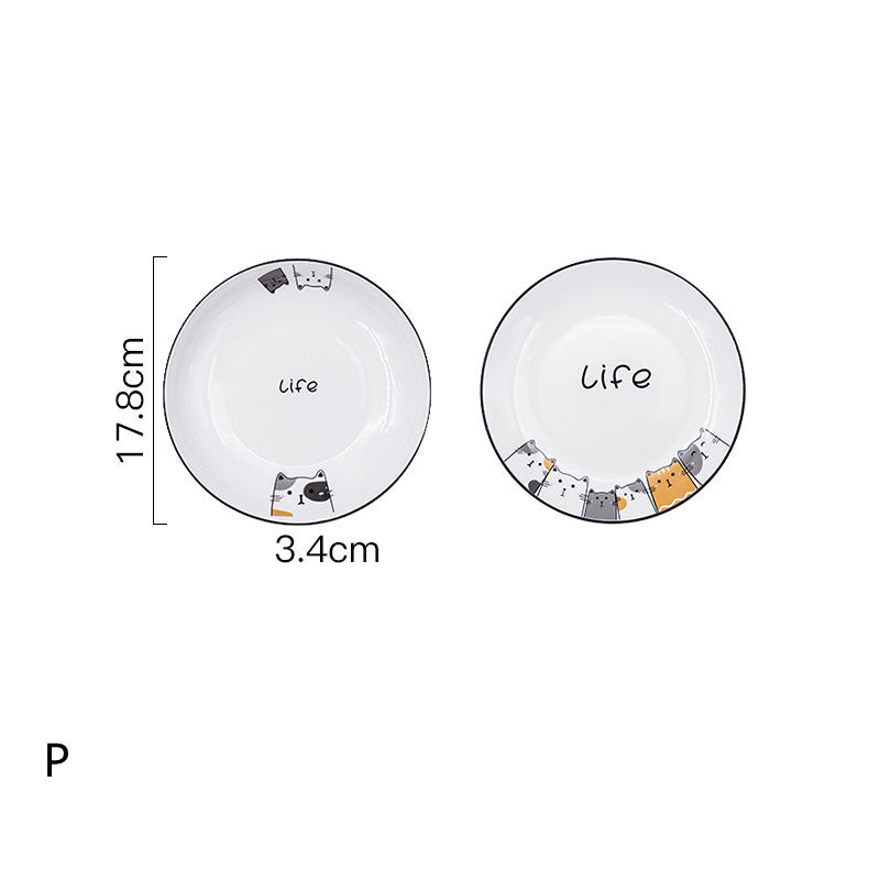 Cat Plate Vegetable Plate Deep Plate Household Ceramic - Mubimart -  