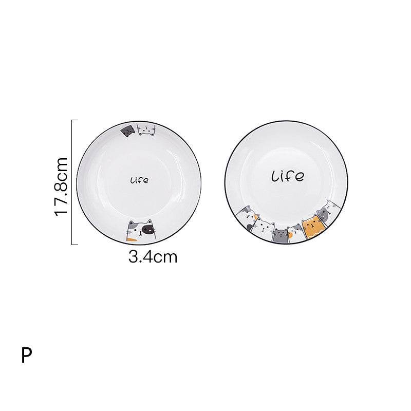 Cat Plate Vegetable Plate Deep Plate Household Ceramic - Mubimart