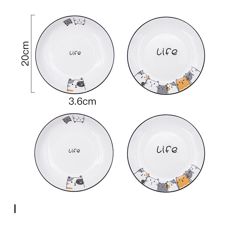 Cat Plate Vegetable Plate Deep Plate Household Ceramic - Mubimart -  