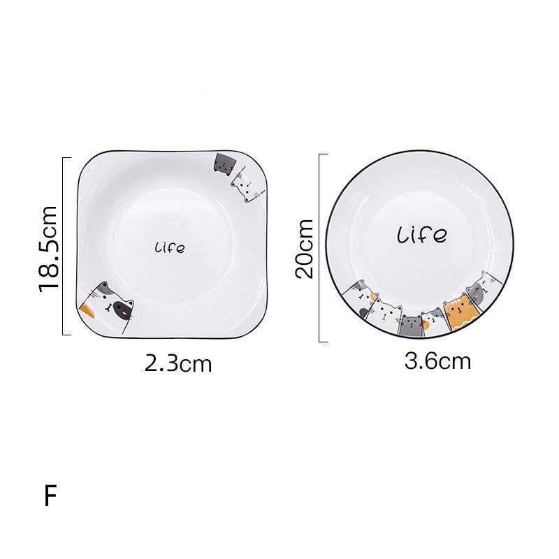 Cat Plate Vegetable Plate Deep Plate Household Ceramic - Mubimart