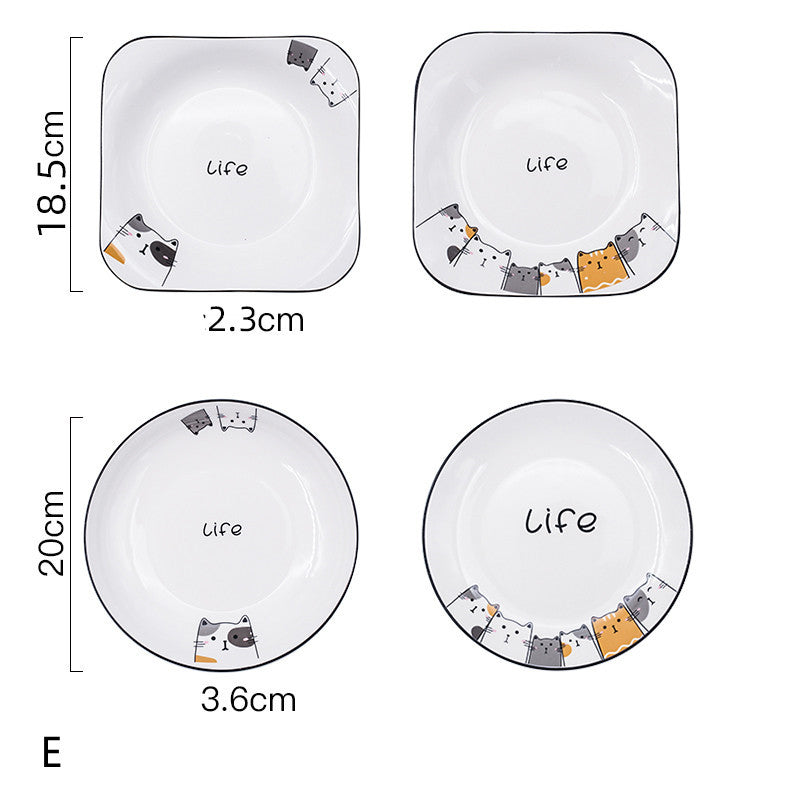 Cat Plate Vegetable Plate Deep Plate Household Ceramic - Mubimart -  