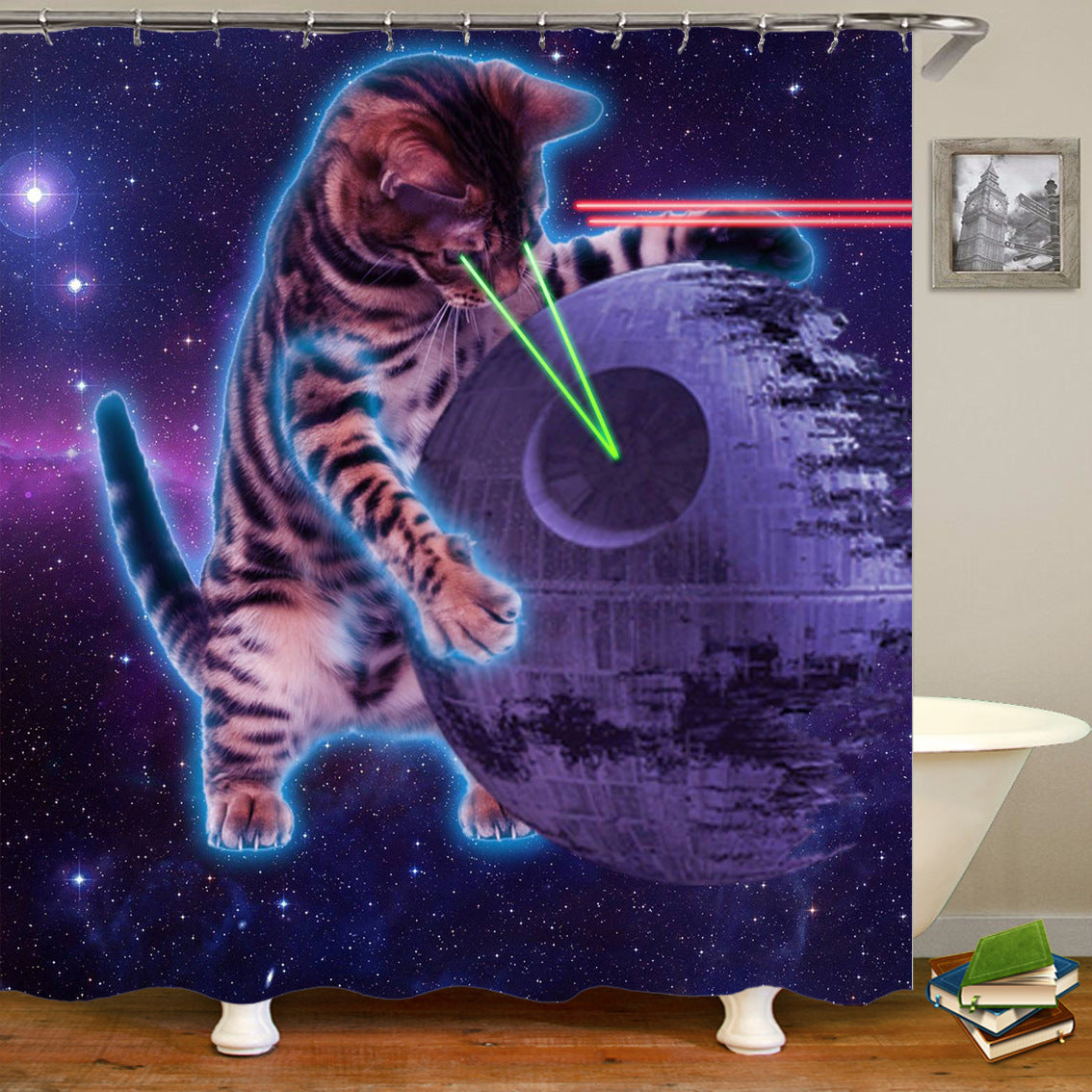 Cat shower curtains bathroom shower curtain Cute 3D fabric shower curtain with hooks funny waterproof shower curtain or Mat - Mubimart -  