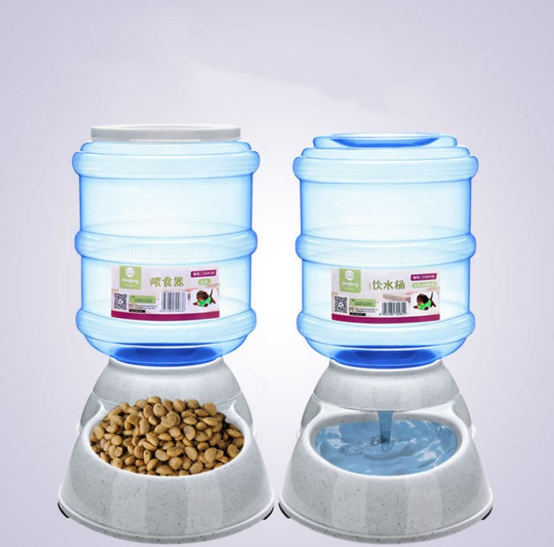 Cats Dogs Automatic Pet Feeder Drinking Water Fountains Large Capacity Plastic Pets Dog Food Bowl Water Dispenser - Mubimart -  