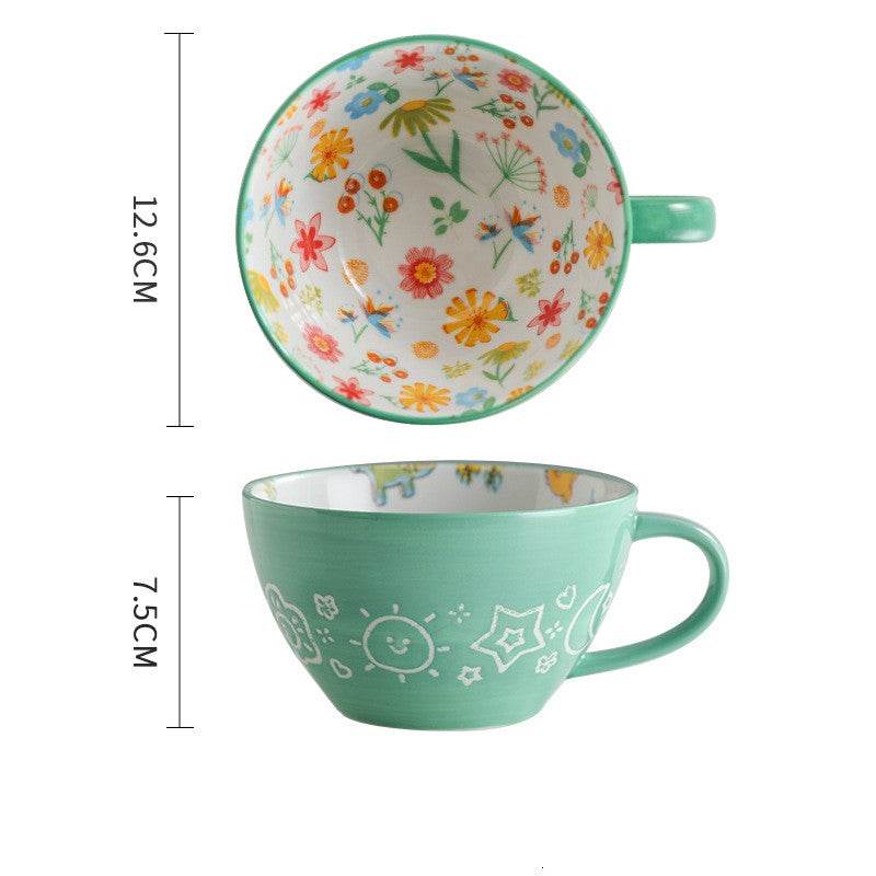 Ceramic Breakfast Mug Microwavable Milk Coffee Mug - Mubimart