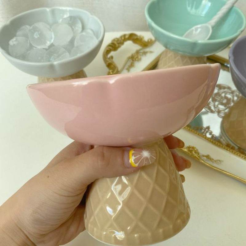 Ceramic Cute Ice Cream Bowl Fruit Bowl Breakfast Oatmeal Fried - Mubimart