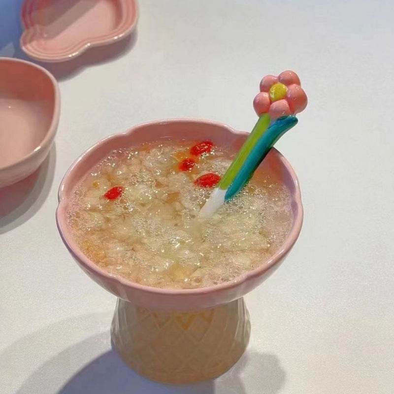 Ceramic Cute Ice Cream Bowl Fruit Bowl Breakfast Oatmeal Fried - Mubimart