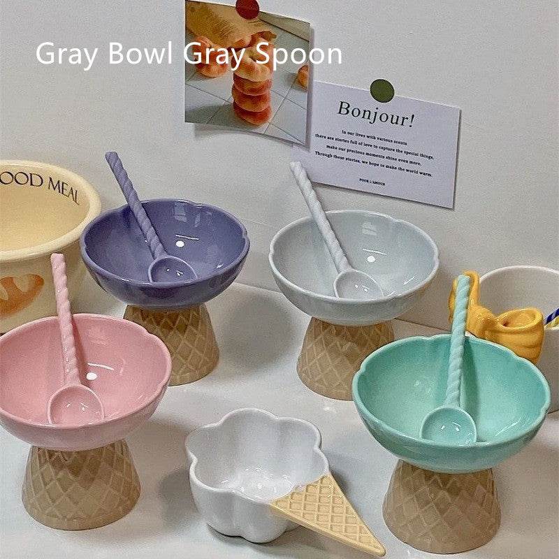 Ceramic Cute Ice Cream Bowl Fruit Bowl Breakfast Oatmeal Fried - Mubimart