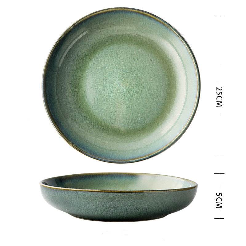 Ceramic Deep Plate Round Dinner Plate Soup Plate - Mubimart