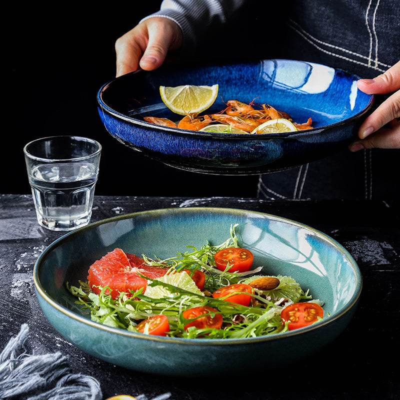 Ceramic Deep Plate Round Dinner Plate Soup Plate - Mubimart