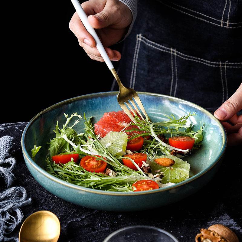 Ceramic Deep Plate Round Dinner Plate Soup Plate - Mubimart