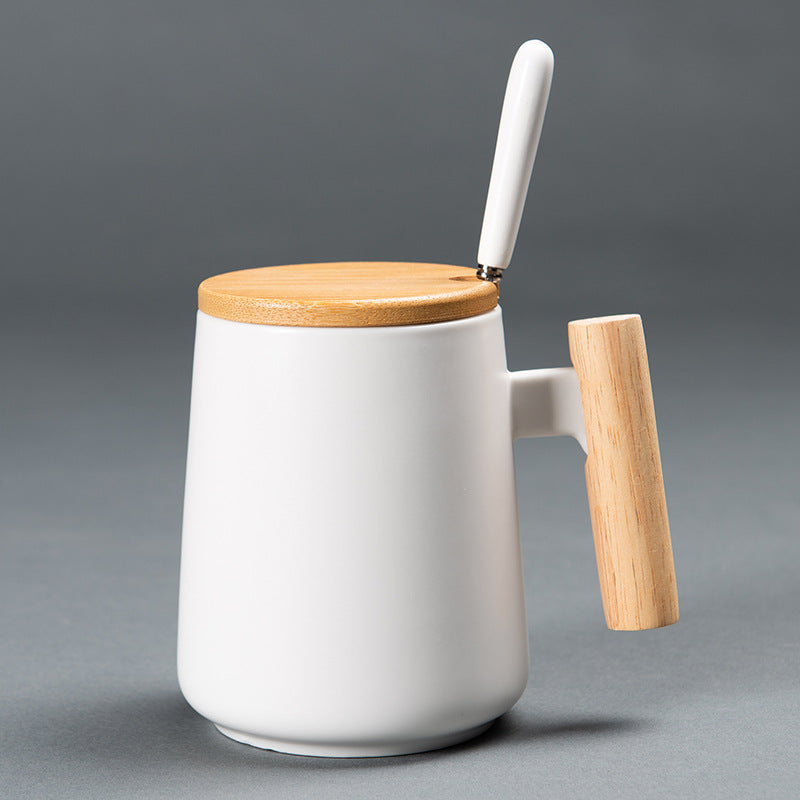 Ceramic Mug With Wooden Handle Mug Coffee Cup - Mubimart -  