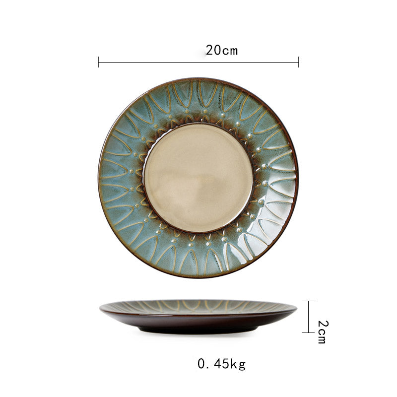 Ceramic Plate Flat Plate Creative Dish Plate Japanese Vintage Tableware - Mubimart -  