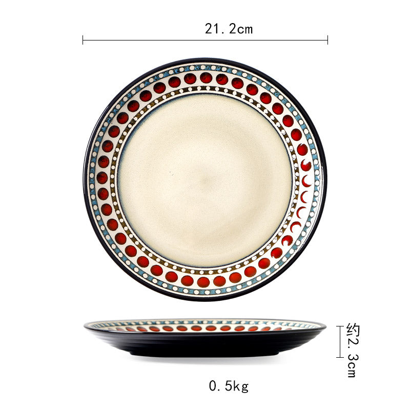 Ceramic Plate Flat Plate Creative Dish Plate Japanese Vintage Tableware - Mubimart -  