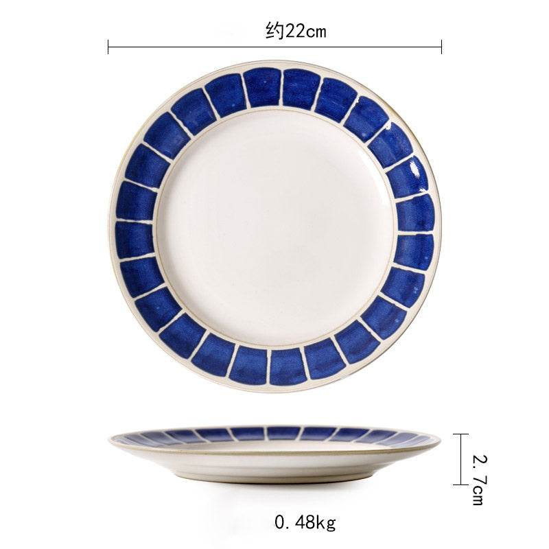 Ceramic Plate Flat Plate Creative Dish Plate Japanese Vintage Tableware - Mubimart