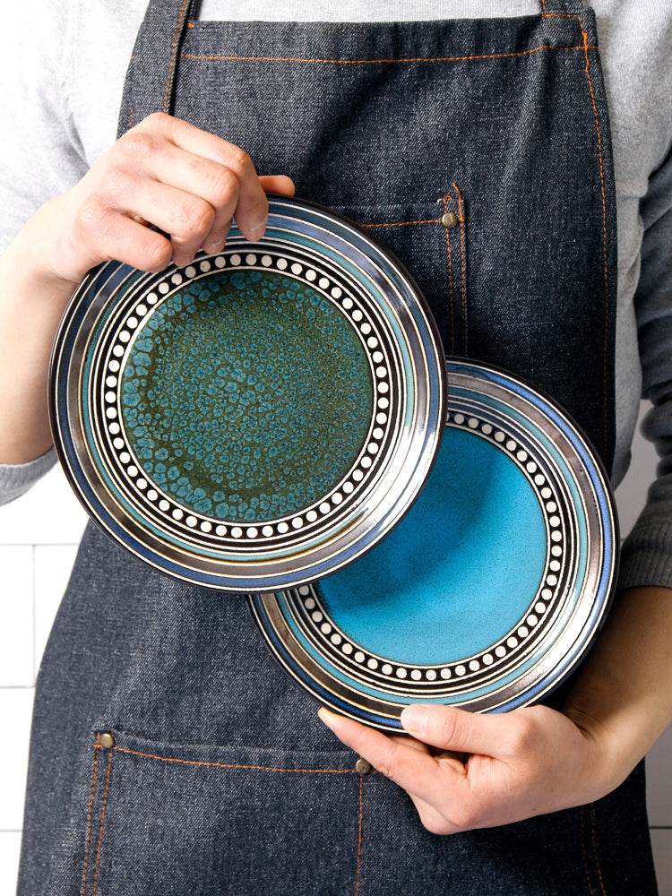 Ceramic Plate Flat Plate Creative Dish Plate Japanese Vintage Tableware - Mubimart