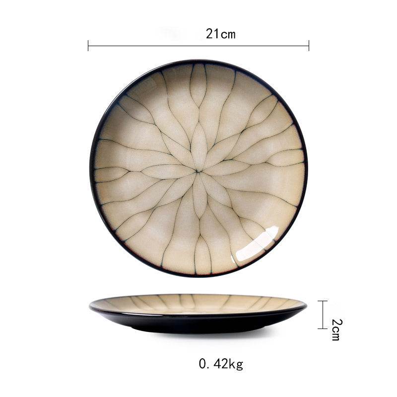 Ceramic Plate Flat Plate Creative Dish Plate Japanese Vintage Tableware - Mubimart