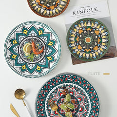 Ceramic plate Bohemian hand-painted plate - Mubimart - Plates 