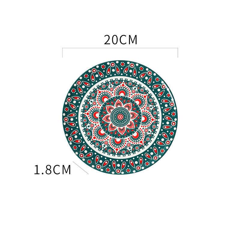 Ceramic plate Bohemian hand-painted plate - Mubimart
