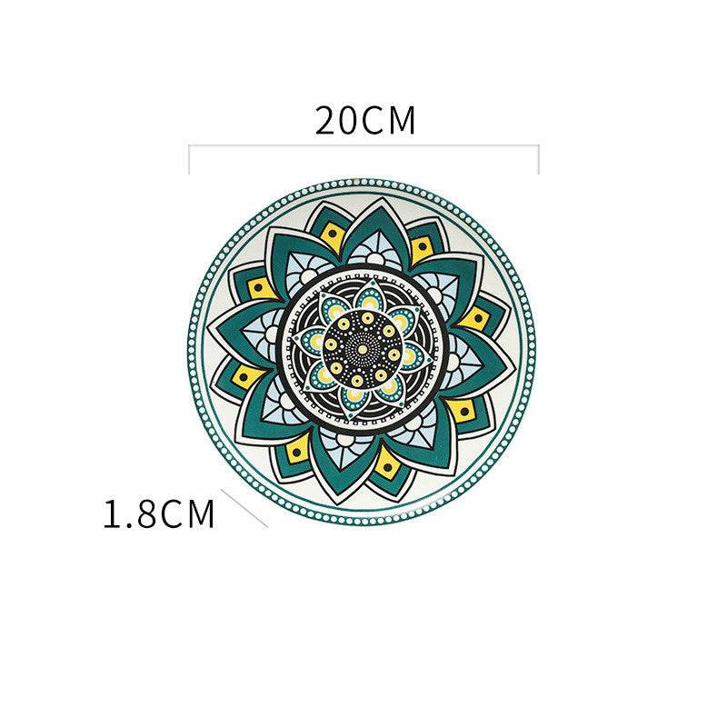 Ceramic plate Bohemian hand-painted plate - Mubimart