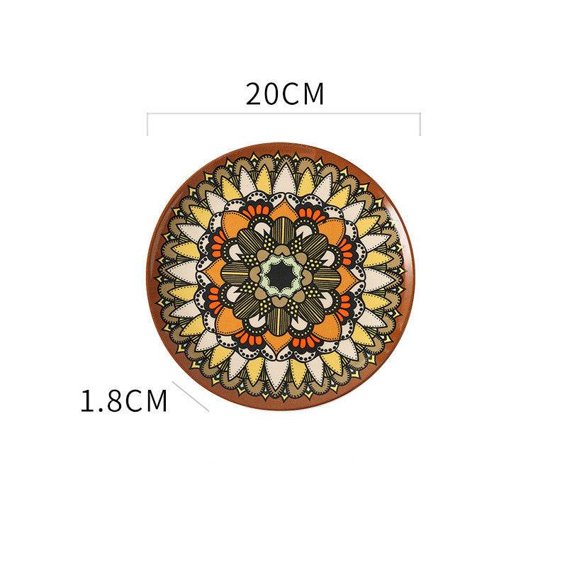Ceramic plate Bohemian hand-painted plate - Mubimart