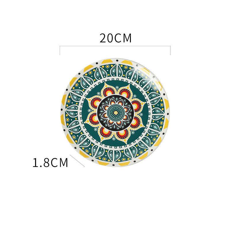 Ceramic plate Bohemian hand-painted plate - Mubimart