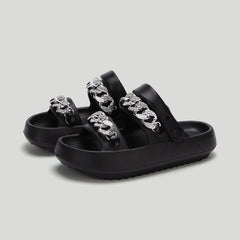 Chains Thick-soled Slippers For Women Indoor Floor House Shoes Summer Outdoor EVA Sandals Two-wearing Beach Shoes - Mubimart -  