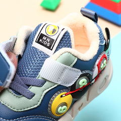 Children Leather Short Plush Sports Shoes Boys' Walking Cotton Shoes - Mubimart -  