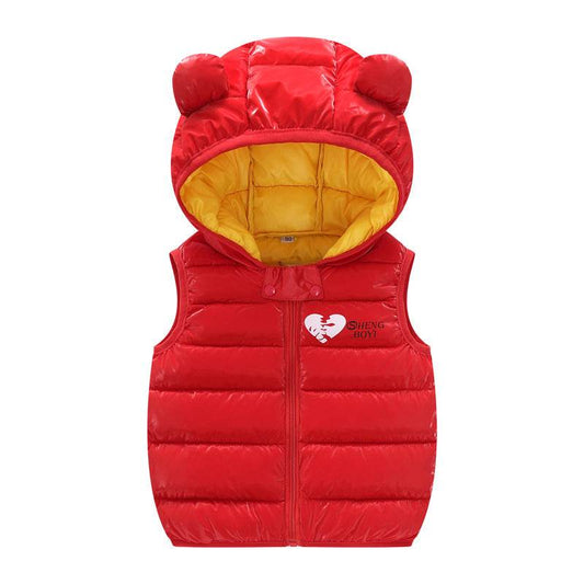 Children Warm Down Vest Autumn Baby Boys Girls Sleeveless Waistcoat Kids Outerwear Vests Children Hooded Jackets - Mubimart